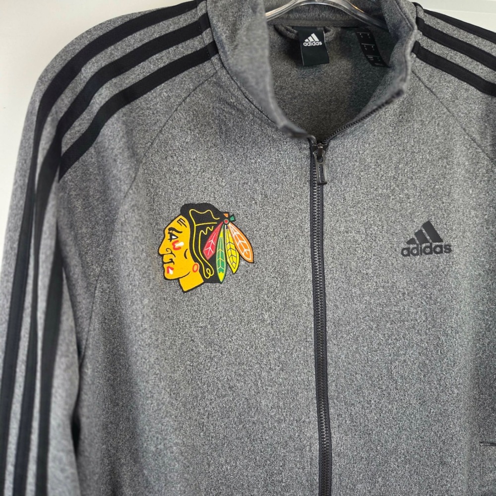Adidas Chicago Blackhawks Track Jacket‎ Full Zip Gray Men's Size S